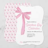 Trendy Galentine's Day Pink Ribbon Bow Kaart (Voorkant / Achterkant)
