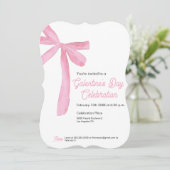 Trendy Galentine's Day Pink Ribbon Bow Kaart (Staand voorkant)