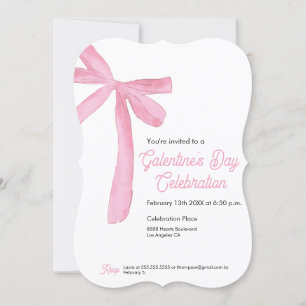 Trendy Galentine's Day Pink Ribbon Bow Kaart