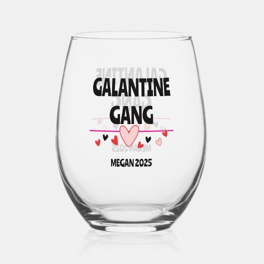 Trendy Galentine's Day Wine Glass Decals voor het Wijnglas Zonder Voet (Voorkant)