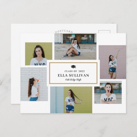 Trendy Gallery EDITABLE COLOR Photo Afstuderen Briefkaart (Voorkant / Achterkant)