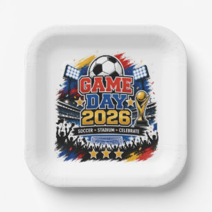 Trendy Game Day 2026 Voetbal Soccer Stadion Feest Papieren Bordje