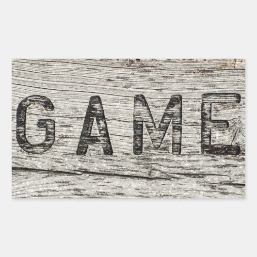 Trendy GAME Engraved Rustic Wood Rechthoekige Sticker (Voorkant)