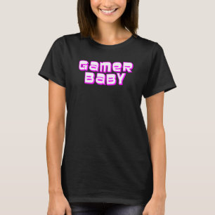 Trendy Gamer Baby Lettering Girly Retro Gaming Tex T-shirt