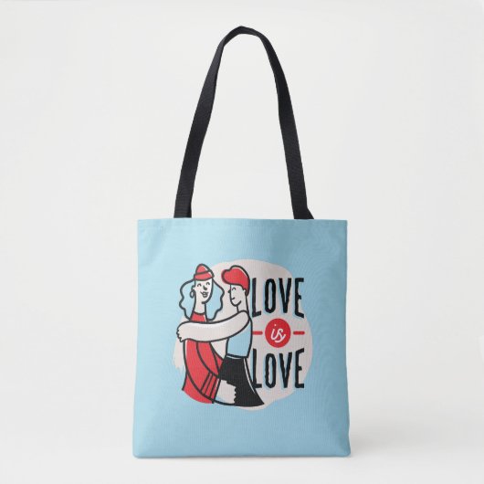 Trendy Gay Pride Love is Love Lesbisch Koppel Tote Bag (Voorkant)