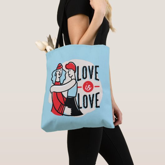 Trendy Gay Pride Love is Love Lesbisch Koppel Tote Bag (Dichtbij)