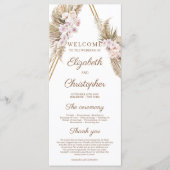 Trendy Gedroogde Palm Pampas Gras Gouden Boog Trop Programmakaart (Voorkant)