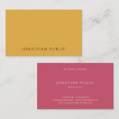 Trendy Geel Bruin Rood Modern Elegant Eenvoudig Visitekaartje (Voorkant / Achterkant)