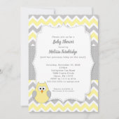 Trendy geel en grijs uil meisje Baby shower Kaart (Voorkant)