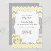 Trendy geel en grijs uil meisje Baby shower Kaart (Voorkant / Achterkant)