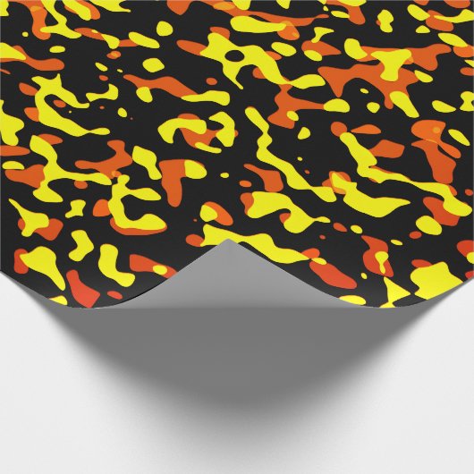 Trendy geel en Oranje camouflagepatroon Cadeaupapier (Hoek)