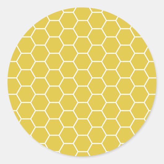 Trendy geel geometrisch honingraat zeshoek patroon ronde sticker (Voorkant)