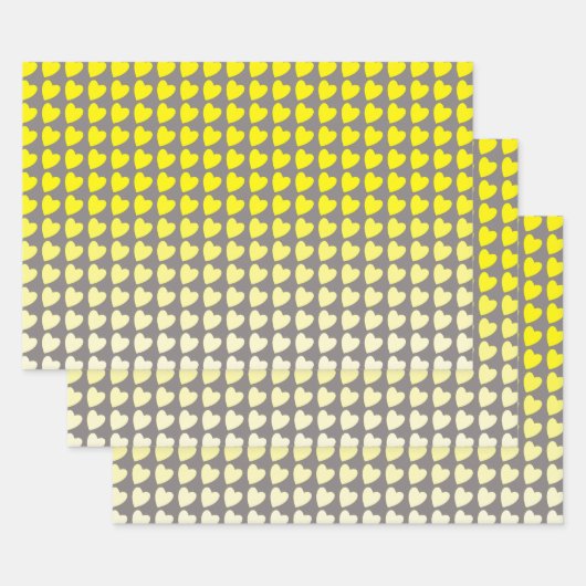 Trendy Geel Grijs Hart Patroon Gradiënt Inpakpapier Vel (Set)