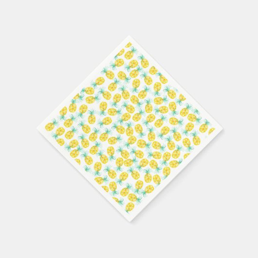 Trendy geel groen waterverf ananasmotief servet (Hoek)