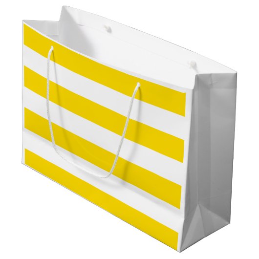 Trendy geel witte strepen Moderne Sjabloon Groot Cadeauzakje (Voorkant Gekanteld)