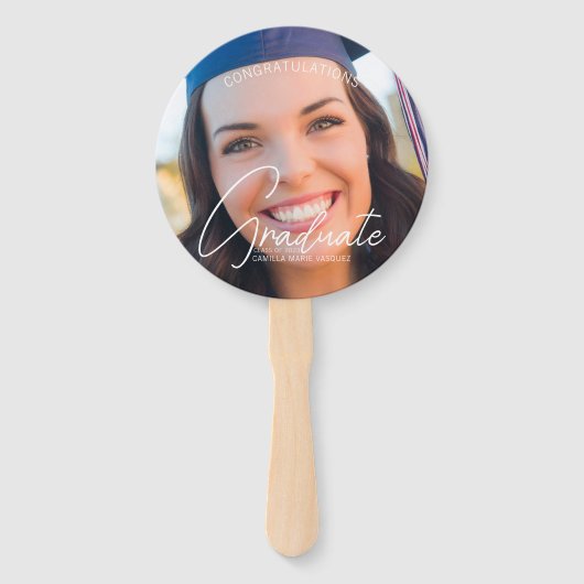 Trendy Gefeliciteerd Afstuderen Photo Afstuderen Handwaaier (Voorkant)