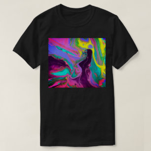 trendy gegoten verf   Paarse turquoise limoengroen T-shirt