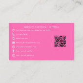 Trendy geïllustreerde hot-pink professional visitekaartje (Achterkant)