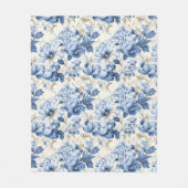 Trendy  geïnspireerd blauw bloemmotief fleece deken (Voorkant)