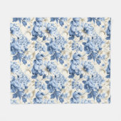 Trendy  geïnspireerd blauw bloemmotief fleece deken (Voorkant (Horizontaal))