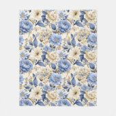 Trendy  geïnspireerd blauw bloemmotief fleece deken (Voorkant)