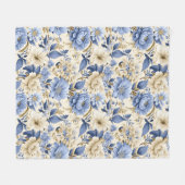 Trendy  geïnspireerd blauw bloemmotief fleece deken (Voorkant (Horizontaal))