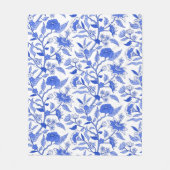 Trendy  geïnspireerd blauw bloemmotief fleece deken (Voorkant)