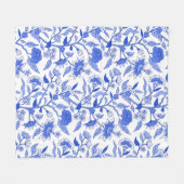 Trendy  geïnspireerd blauw bloemmotief fleece deken (Voorkant (Horizontaal))