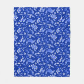 Trendy  geïnspireerd blauw bloemmotief fleece deken (Voorkant)