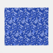 Trendy  geïnspireerd blauw bloemmotief fleece deken (Voorkant (Horizontaal))