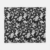 Trendy  geïnspireerde zwarte bloemmotief fleece deken (Voorkant (Horizontaal))