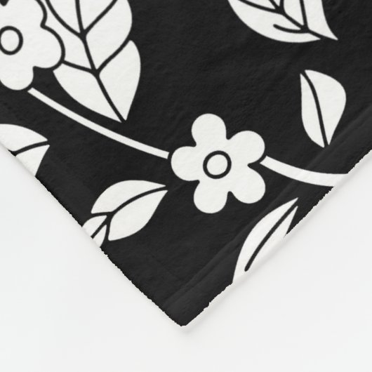 Trendy  geïnspireerde zwarte bloemmotief fleece deken (Hoek)
