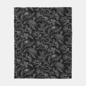 Trendy  geïnspireerde zwarte bloemmotief fleece deken (Voorkant)