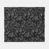 Trendy  geïnspireerde zwarte bloemmotief fleece deken (Voorkant (Horizontaal))