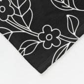 Trendy  geïnspireerde zwarte bloemmotief fleece deken (Hoek)