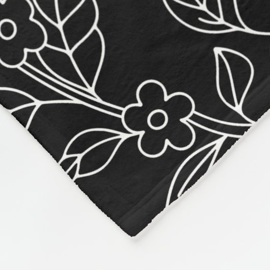 Trendy  geïnspireerde zwarte bloemmotief fleece deken (Hoek)