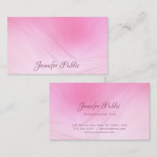 Trendy gekalligrafeerde tekst Roze Sjabloon Elegan Visitekaartje (Voorkant / Achterkant)