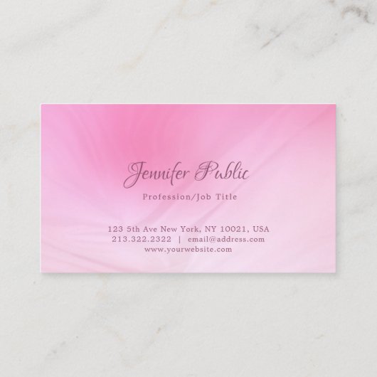 Trendy gekalligrafeerde tekst Roze Sjabloon Elegan Visitekaartje (Achterkant)