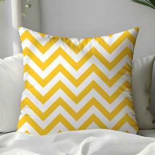 Trendy gele en witte chevron zigzag strepen kussen