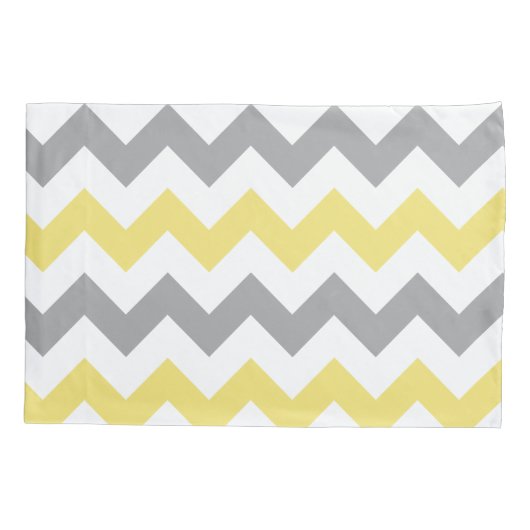 Trendy gele grijze Chevron patroon Kussensloop (Achterkant)