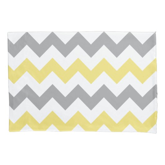 Trendy gele grijze Chevron patroon Kussensloop (Voorkant)