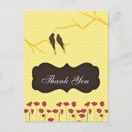 trendy gele lovebirdsThankYou Kaarten (Voorkant)