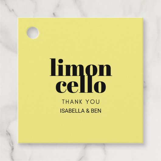 Trendy Gele Thuisgemaakte Limoncello Bedankjes Labels (Voorkant)