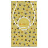 Trendy gele zoemende bijen zomer klein cadeauzakje (Achterkant)