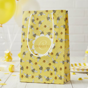 Trendy Gele Zoemende Lente & Zomer Honingbij Medium Cadeauzakje