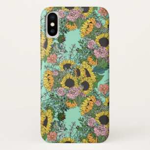 Trendy gele zonnebloemen en roze rozen ontwerp Case-Mate iPhone case