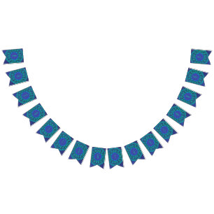 TRENDY GELUKKIGE VERJAARDAG PAUW VEER BLAUW GROEN VLAGGETJES