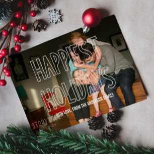 Trendy Gelukkigste Feestdagen Overlay Foto Plat Ka Feestdagenkaart