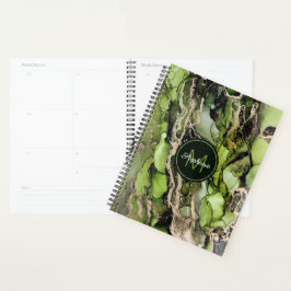 Trendy genaamd Abstract Groen Zwart Goud Planner