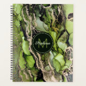Trendy genaamd Abstract Groen Zwart Goud Planner (Voorkant)